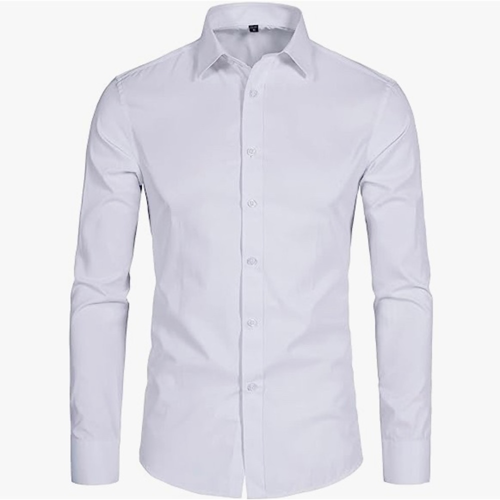 DELCARINO Men's Long Sleeve Button Up Shirt Solid Slim Fit Casual Business